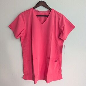 New‎ Vera Bradley Medical Nurse Doctor Uniform Scrub Top V-Neck Fuscia Medium